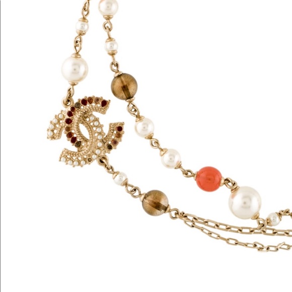 Chanel Faux Pearl + Resin Bead Necklace - Picture 2 of 11